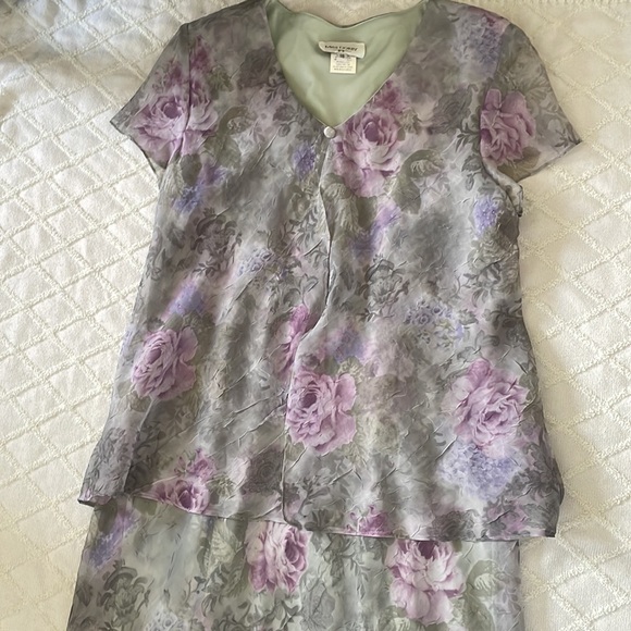 VINTAGE Miss Dorby Maxi Tea Dress Women 18 Purple Floral Print Modest Elegant - Picture 2 of 10